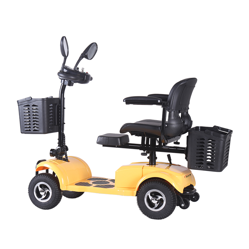 DDF106 scooter de mobilidade elétrica amarela dobrável de 4 rodas para adultos