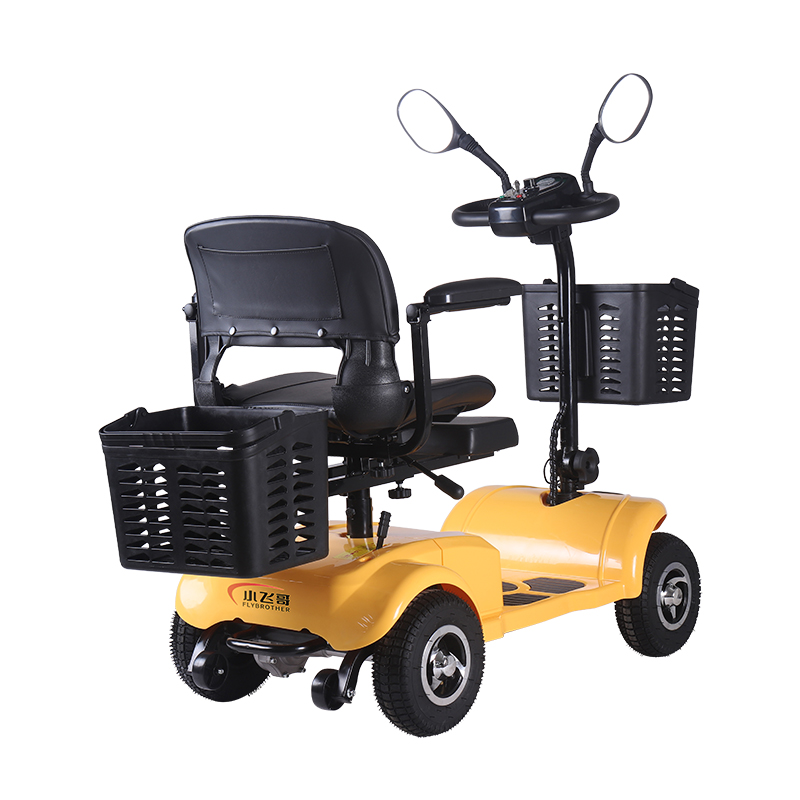 DDF106 scooter de mobilidade elétrica amarela dobrável de 4 rodas para adultos