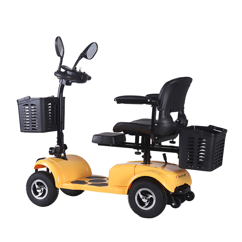 DDF106 scooter de mobilidade elétrica amarela dobrável de 4 rodas para adultos