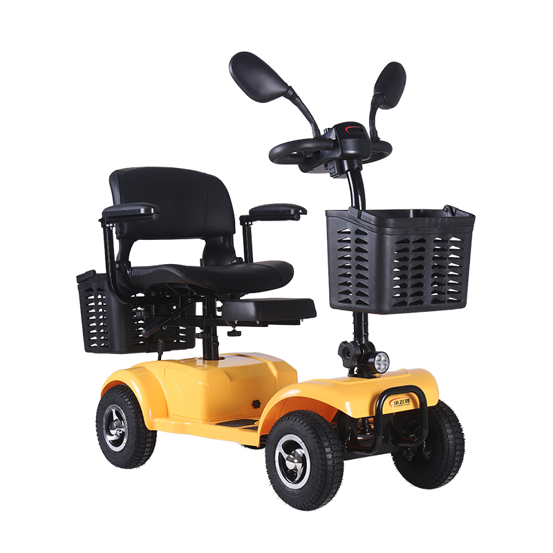 DDF106 scooter de mobilidade elétrica amarela dobrável de 4 rodas para adultos