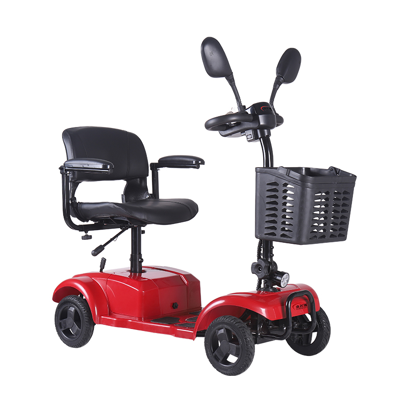 Scooter de mobilidade el&eacute;trica vermelha dobr&aacute;vel de 4 rodas para adultos (7)