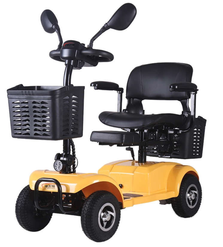 DDF106 scooter de mobilidade el&eacute;trica amarela dobr&aacute;vel de 4 rodas para adultos.png